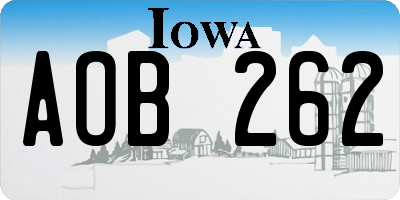 IA license plate AOB262