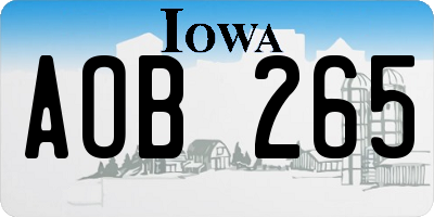 IA license plate AOB265