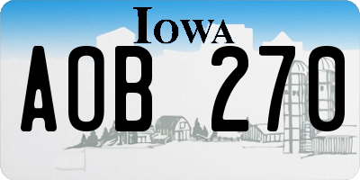 IA license plate AOB270