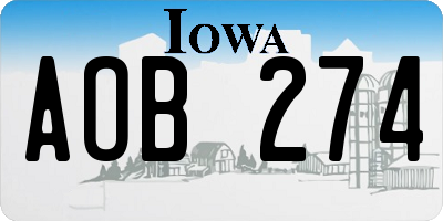 IA license plate AOB274