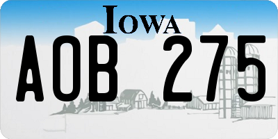 IA license plate AOB275