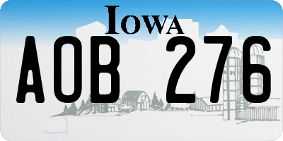 IA license plate AOB276