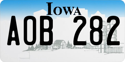 IA license plate AOB282
