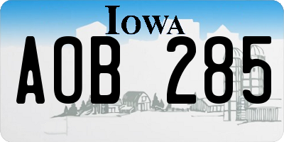 IA license plate AOB285