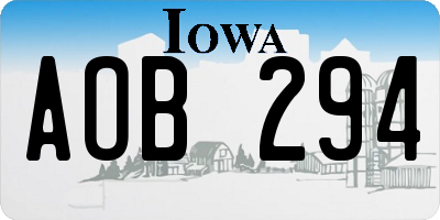IA license plate AOB294