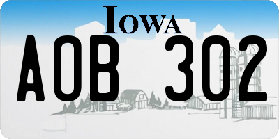 IA license plate AOB302