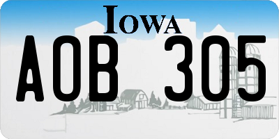 IA license plate AOB305