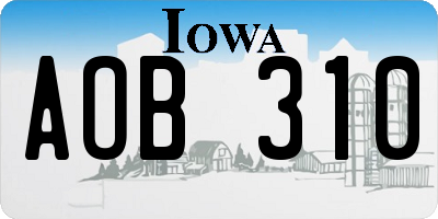 IA license plate AOB310