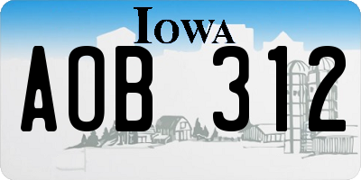 IA license plate AOB312