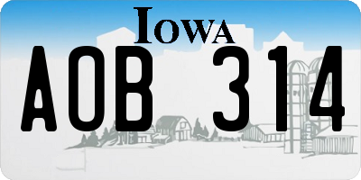 IA license plate AOB314