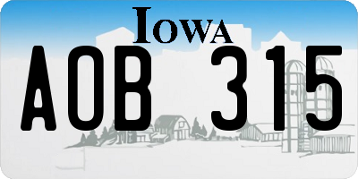 IA license plate AOB315