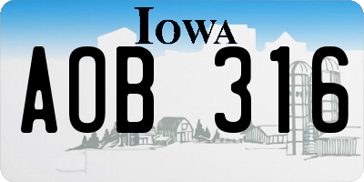 IA license plate AOB316