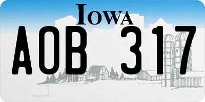 IA license plate AOB317