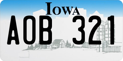 IA license plate AOB321