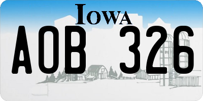 IA license plate AOB326