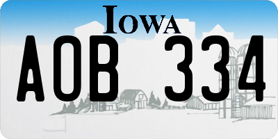 IA license plate AOB334