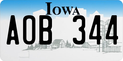 IA license plate AOB344