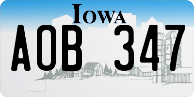 IA license plate AOB347