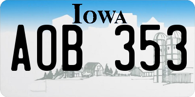 IA license plate AOB353