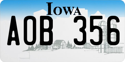 IA license plate AOB356