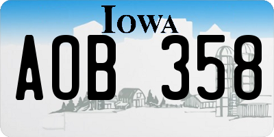 IA license plate AOB358
