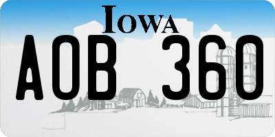 IA license plate AOB360