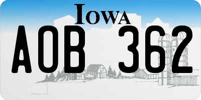 IA license plate AOB362