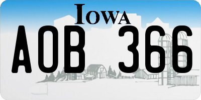 IA license plate AOB366