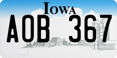 IA license plate AOB367