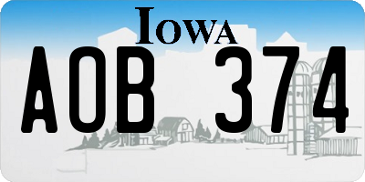 IA license plate AOB374