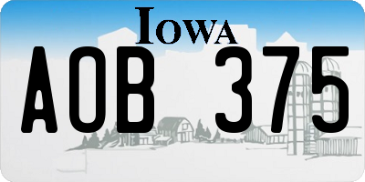IA license plate AOB375