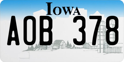 IA license plate AOB378