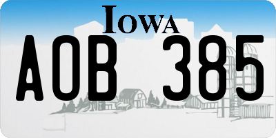 IA license plate AOB385