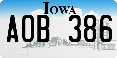 IA license plate AOB386