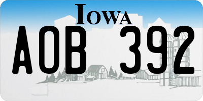 IA license plate AOB392