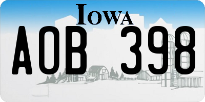 IA license plate AOB398