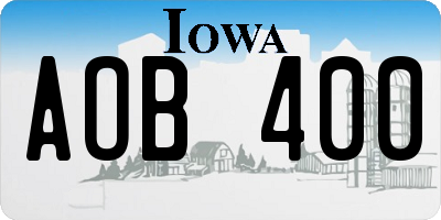 IA license plate AOB400