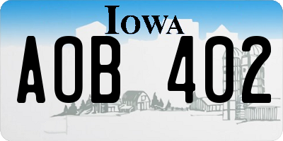 IA license plate AOB402