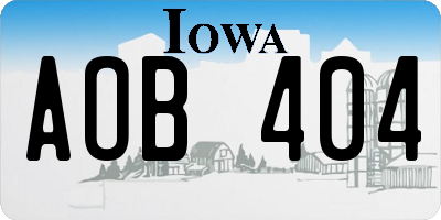 IA license plate AOB404