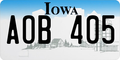 IA license plate AOB405