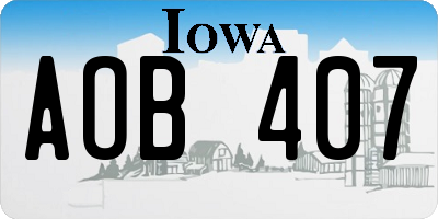 IA license plate AOB407