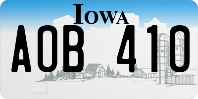 IA license plate AOB410
