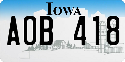 IA license plate AOB418