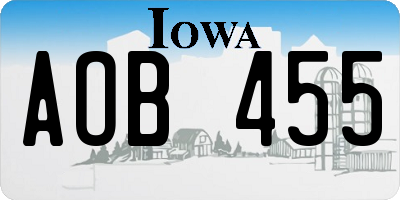 IA license plate AOB455