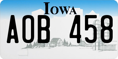 IA license plate AOB458