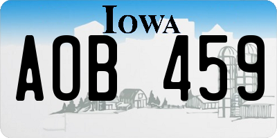 IA license plate AOB459