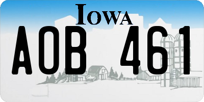 IA license plate AOB461