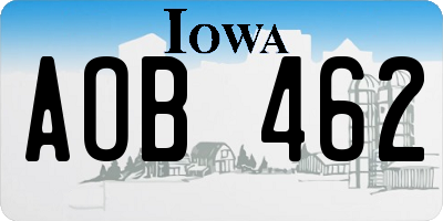 IA license plate AOB462