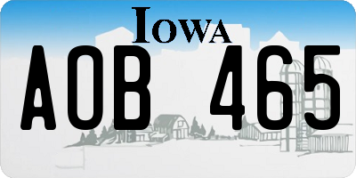 IA license plate AOB465