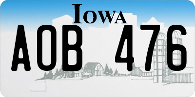 IA license plate AOB476
